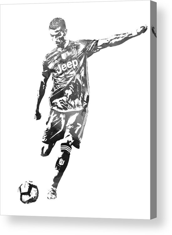 Cristiano ronaldo juventus water color pixel art acrylic print by joe hamilton