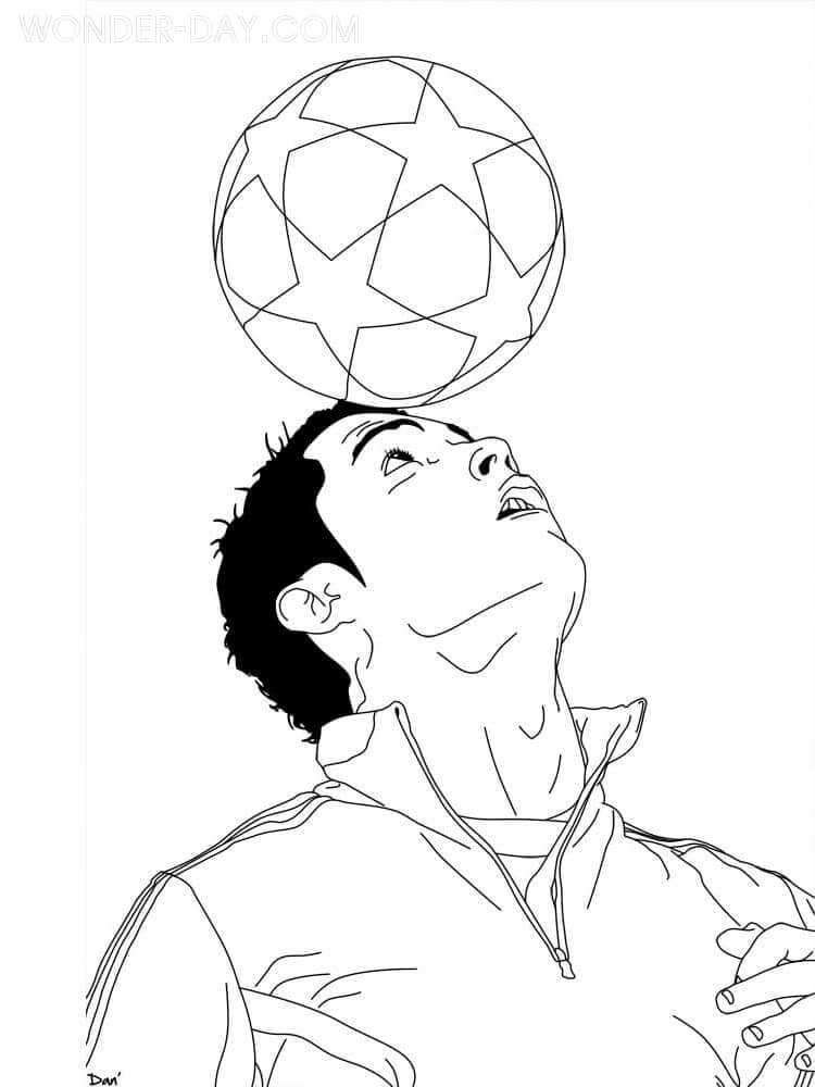 Cristiano ronaldo with the ball coloring page