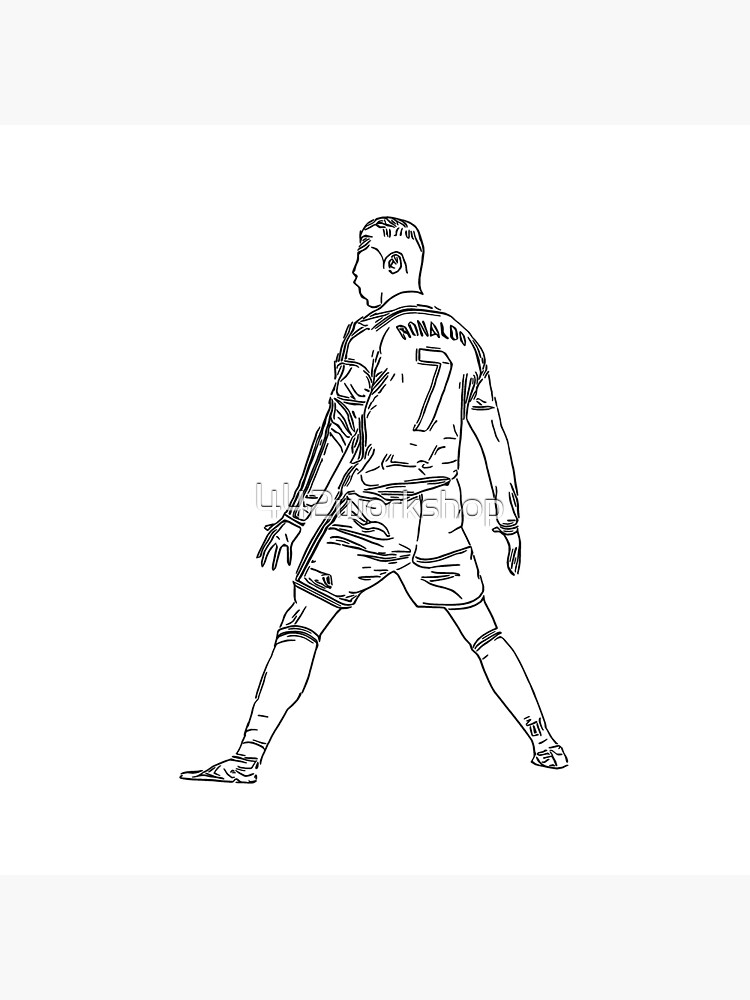 Ronaldo signature celebration line art black minimal art board print for sale by workshop