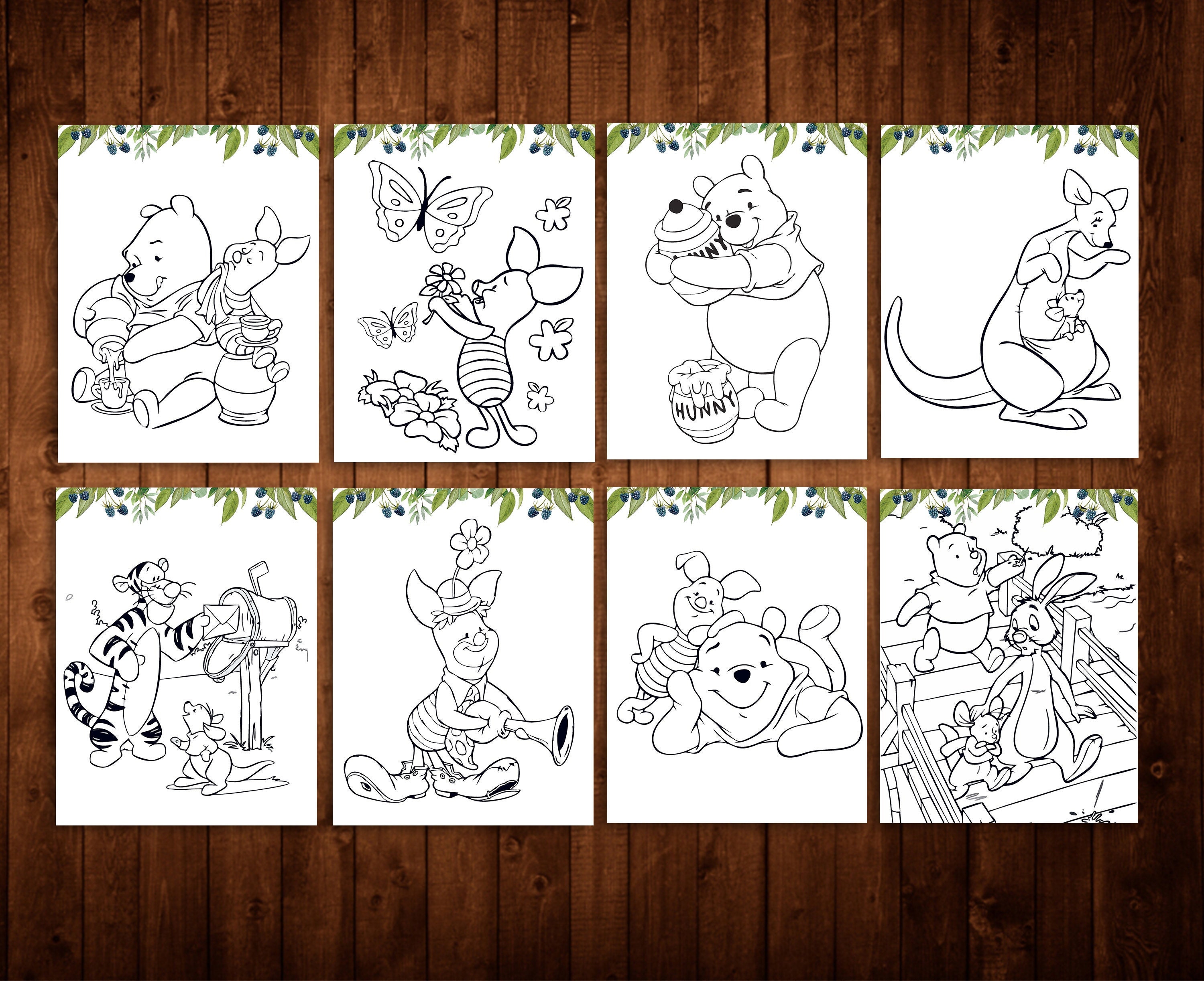 Winnie the pooh coloring pages sheets birthday games winnie the pooh party ready for print printable digital instant download