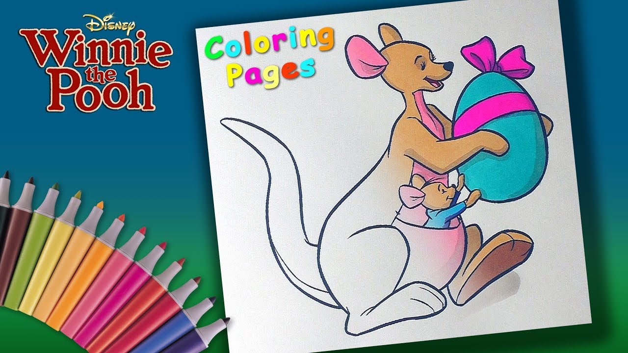 Winnie the pooh and his friends coloring pages for kids how to coloring kanga and roo