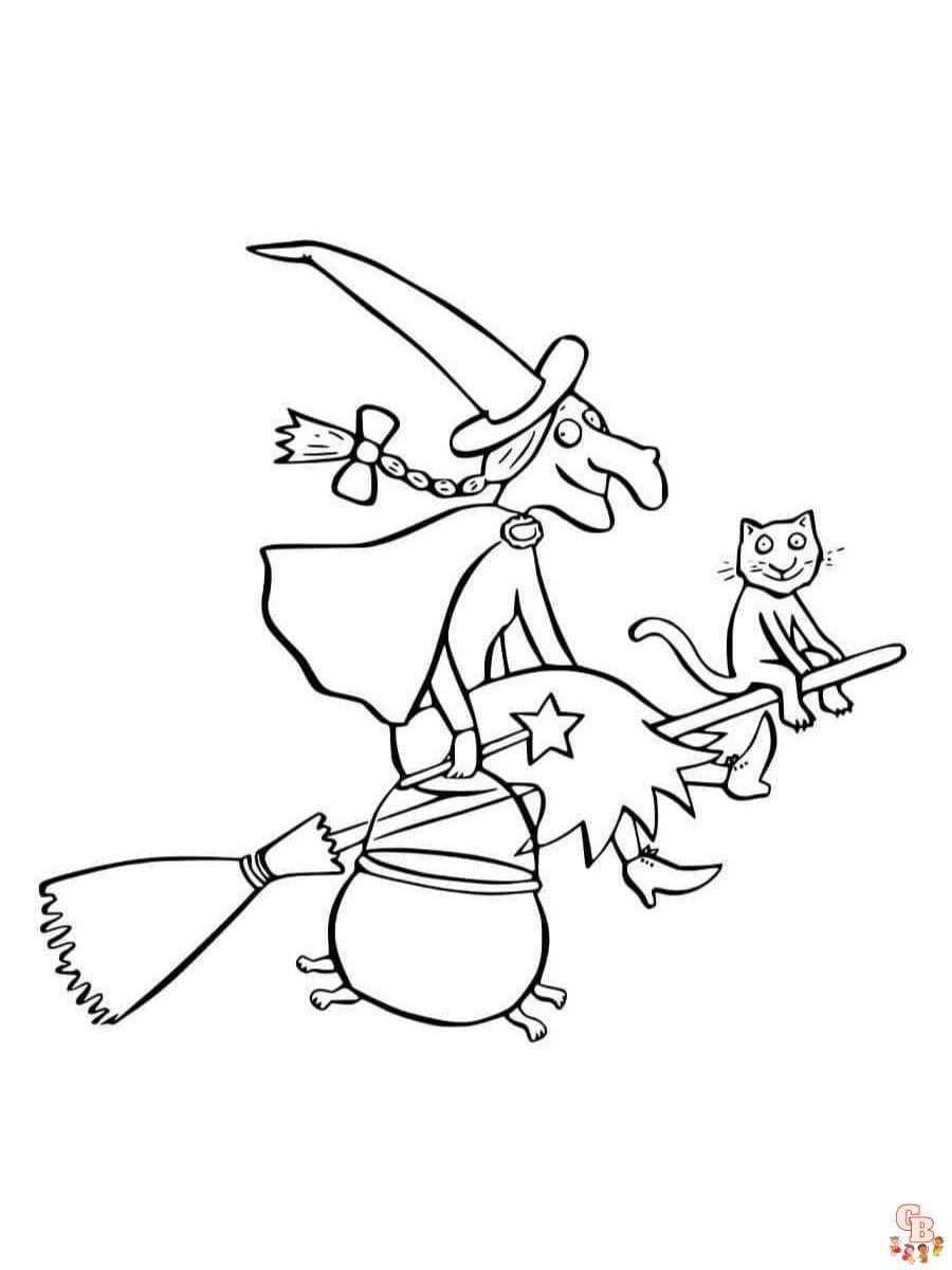 Printable room on the broom coloring pages free