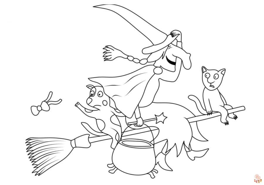 Printable room on the broom coloring pages free