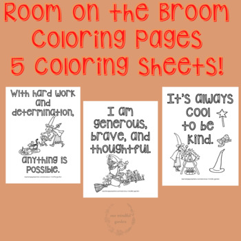 Room on the broom sel halloween coloring pages by our mindful garden