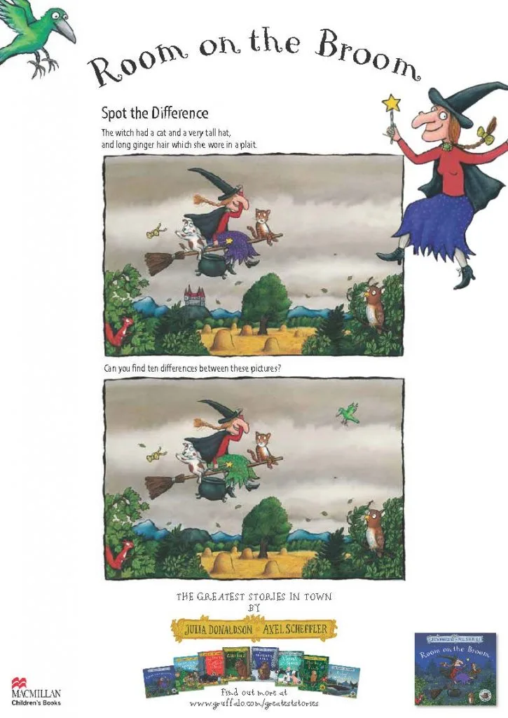 Printable room on the broom activities