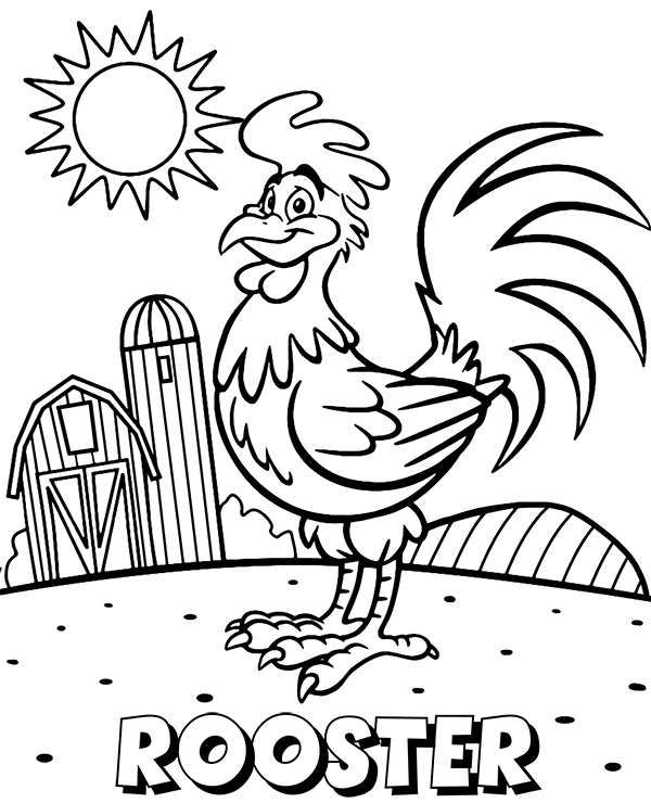 Rooster coloring page for kids