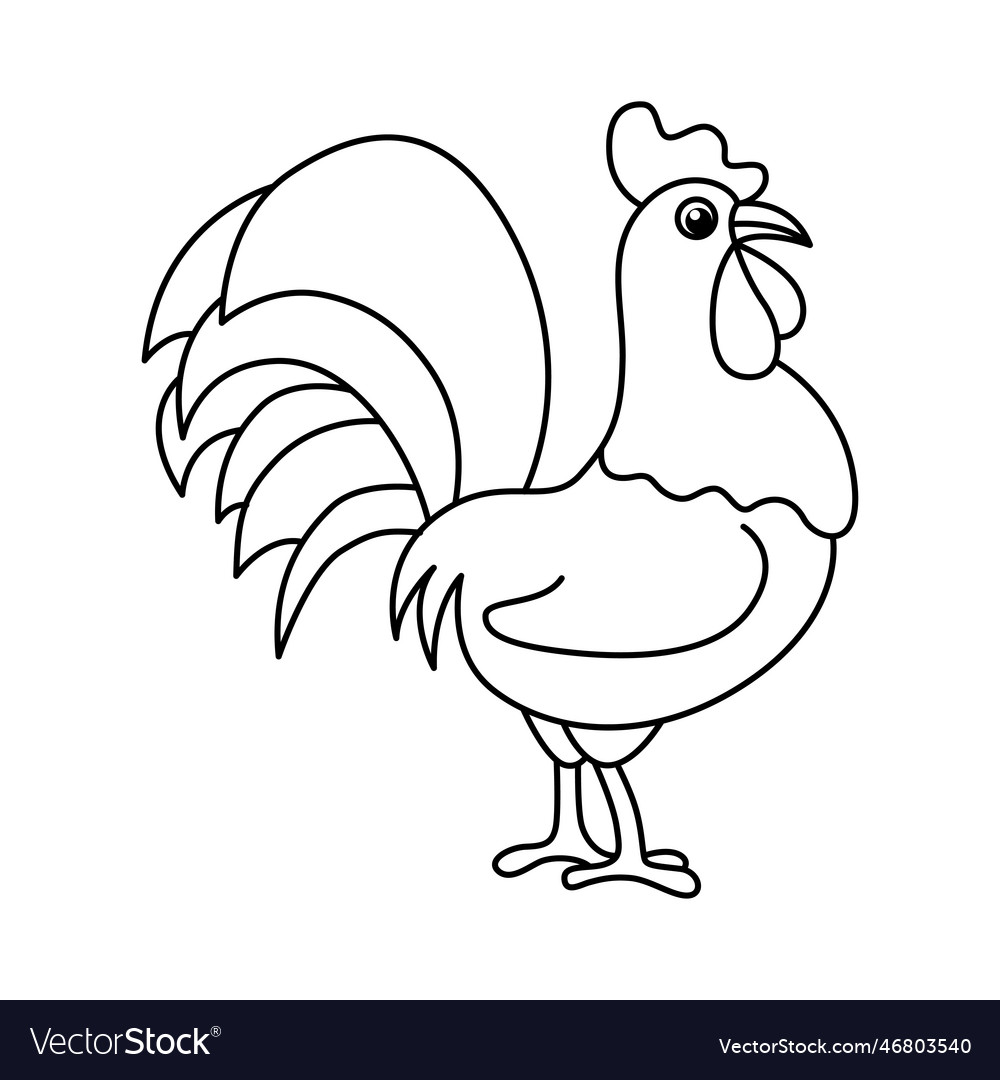 Cute rooster cartoon coloring page royalty free vector image