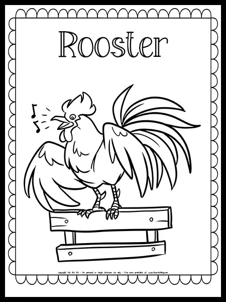 Rooster coloring page â the art kit