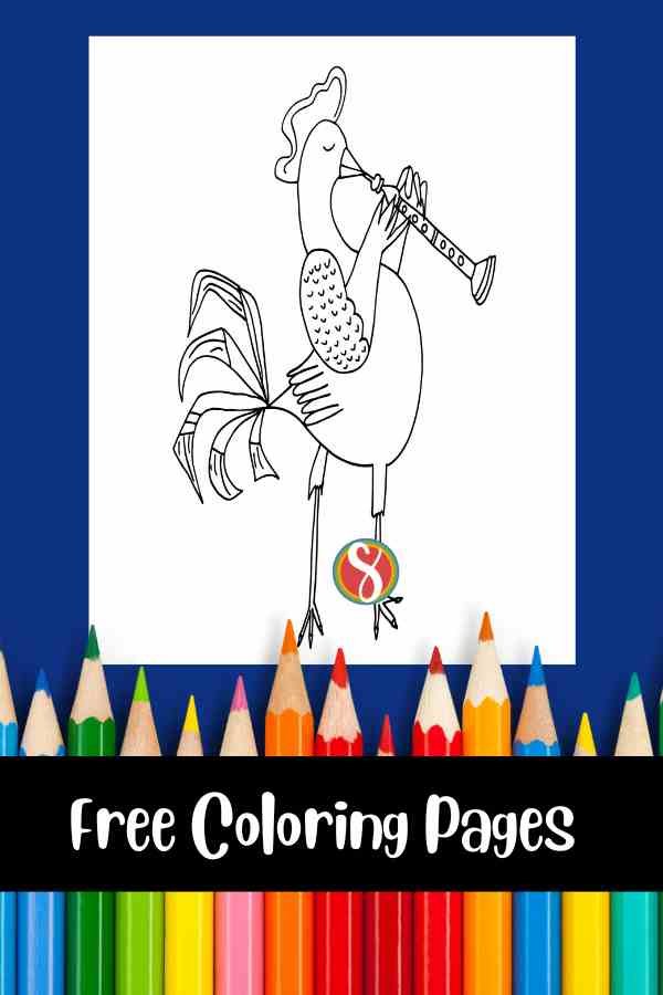 Free rooster coloring page â stevie doodles