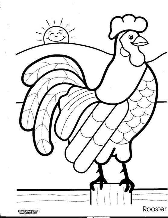 Rooster coloring page chicken cross stitch coloring pages rooster craft