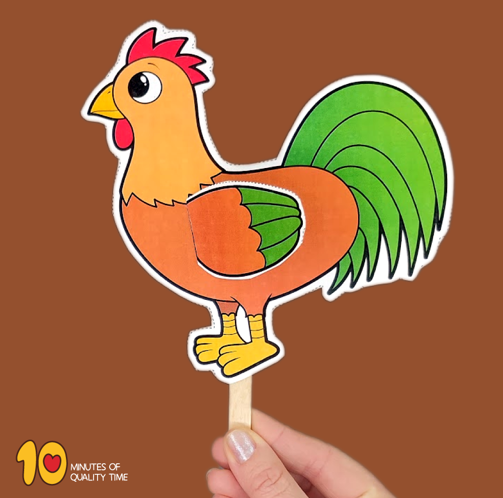 Rooster puppet craft â minutes of quality time