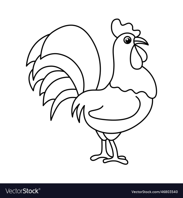 Free cute rooster cartoon coloring page for