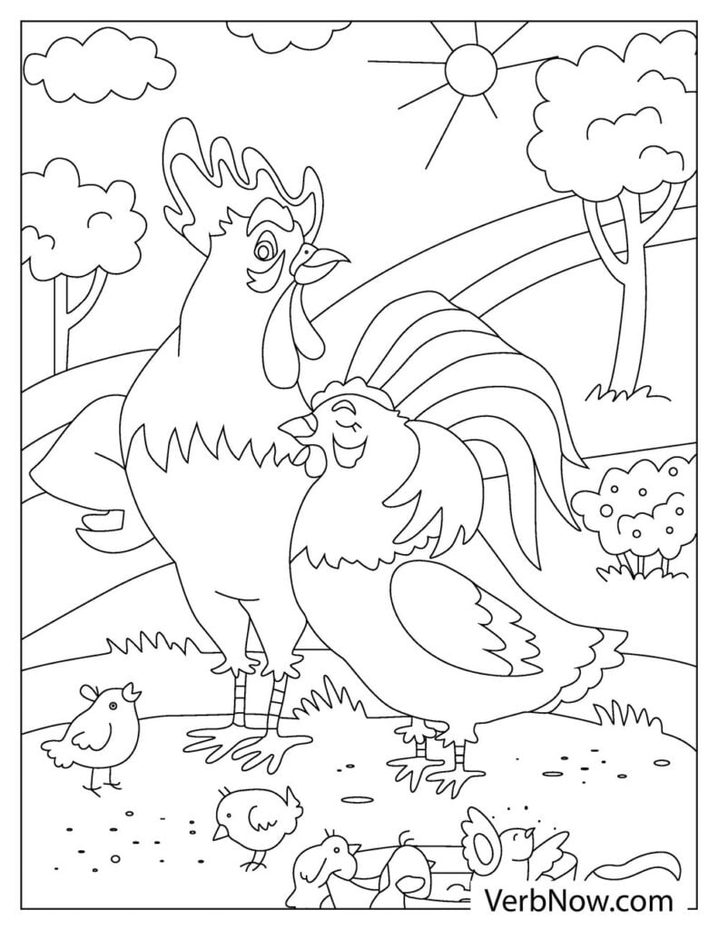 Free rooster coloring pages book for download printable pdf