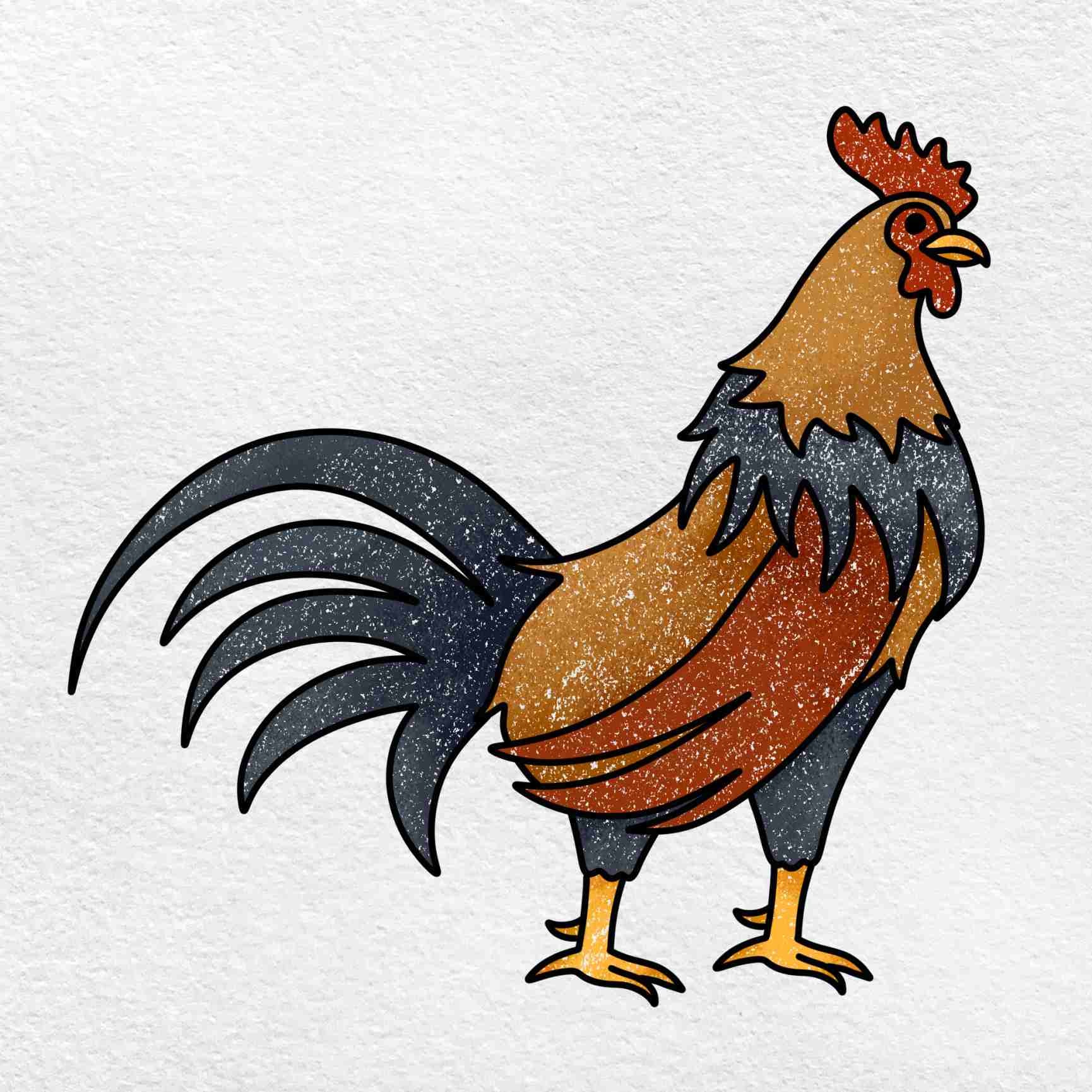 How to draw a rooster