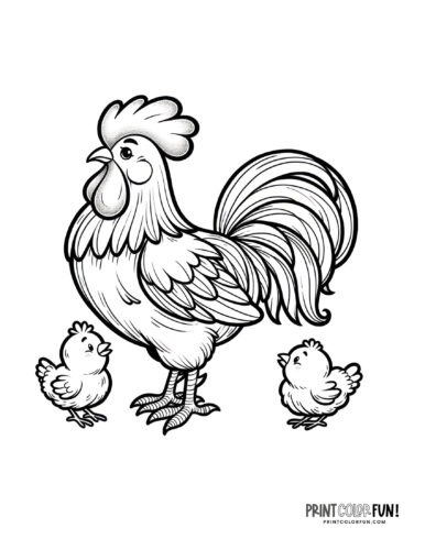 Chicken clipart coloring pages creative activities featuring rooster hen chick friends at