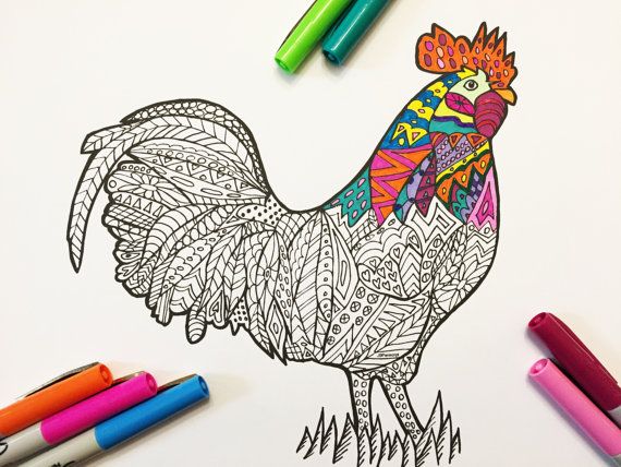 Rooster pdf animal coloring page