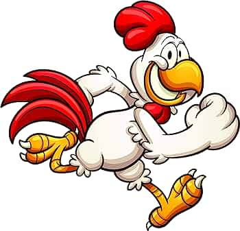 Silly classic rooster chicken cartoon emoji vinyl sticker tall running automotive