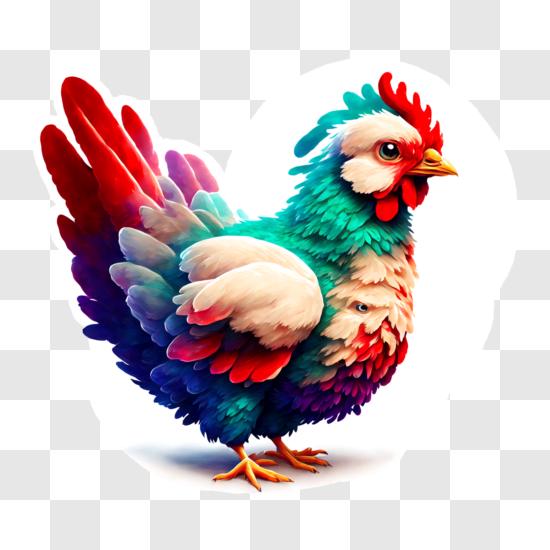 Download vibrant rooster with colorful feathers png online