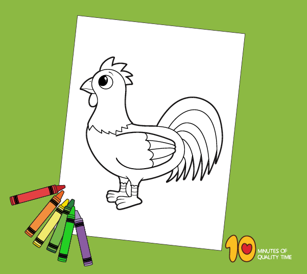 Rooster coloring page â minutes of quality time