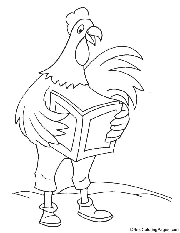 Rooster reading coloring page download free rooster reading coloring page for kids best coloring pages