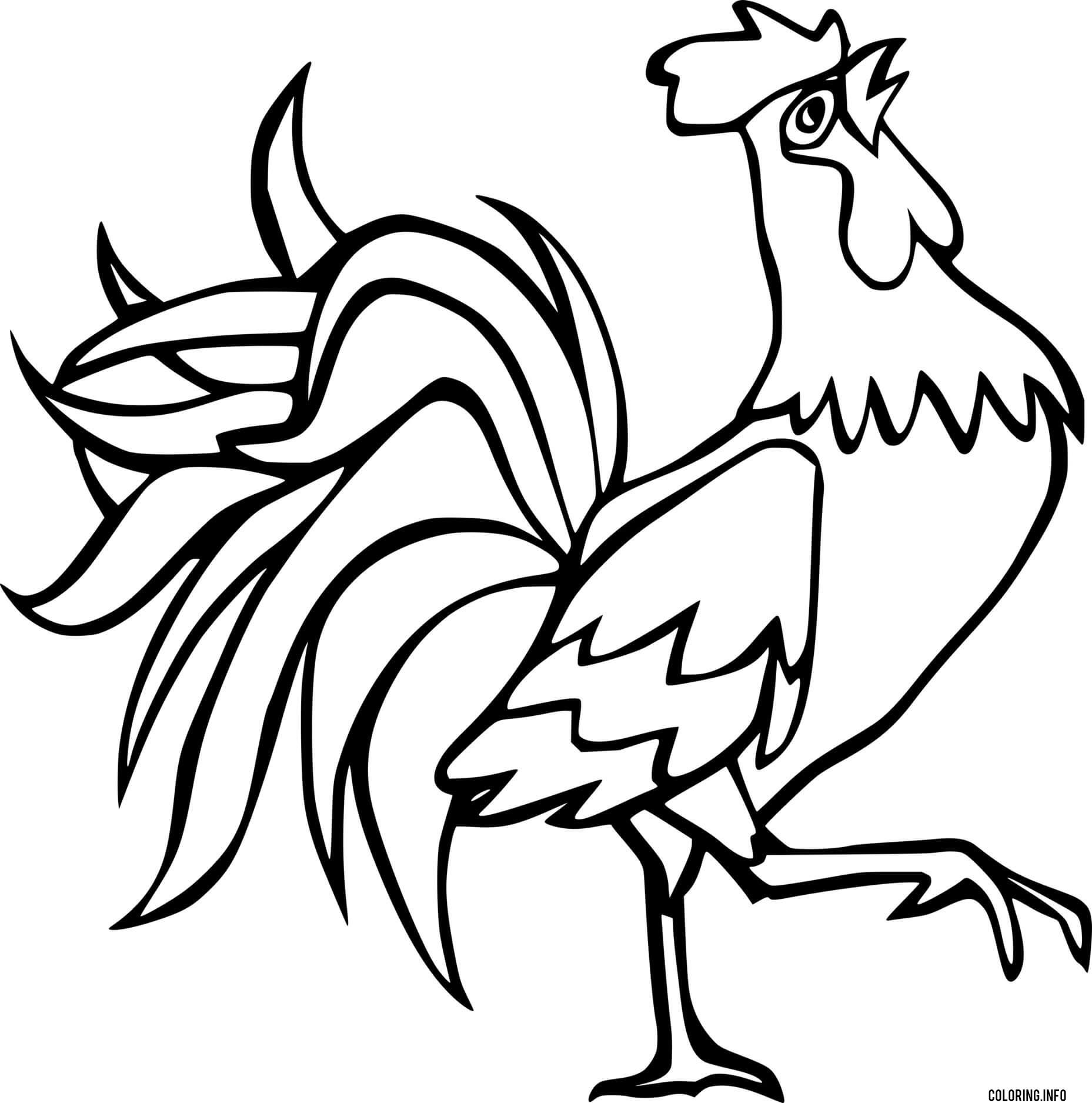 Easy walking rooster coloring page printable