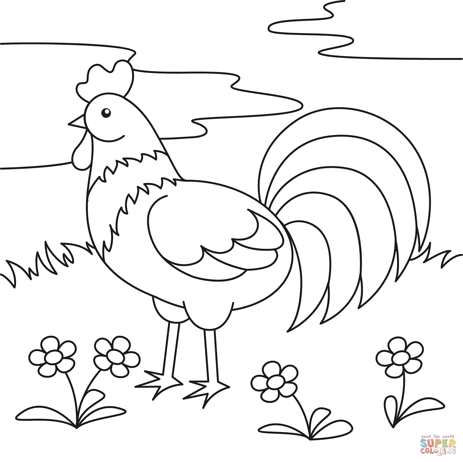 Rooster coloring page free printable coloring pages