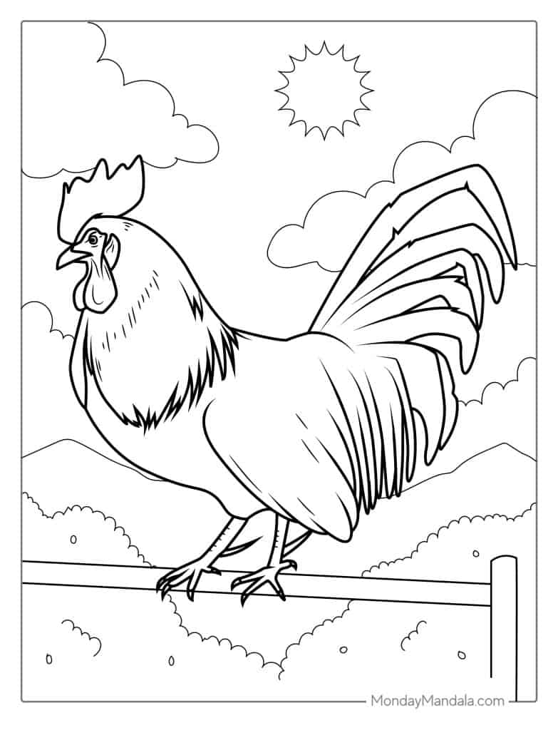 Chicken coloring pages free pdf printables