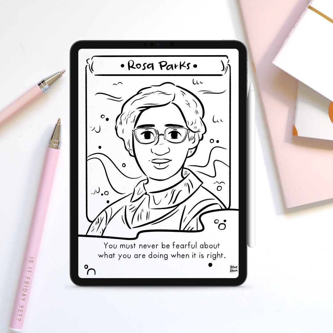 Coloring page rosa parks downloadable colouring page women in