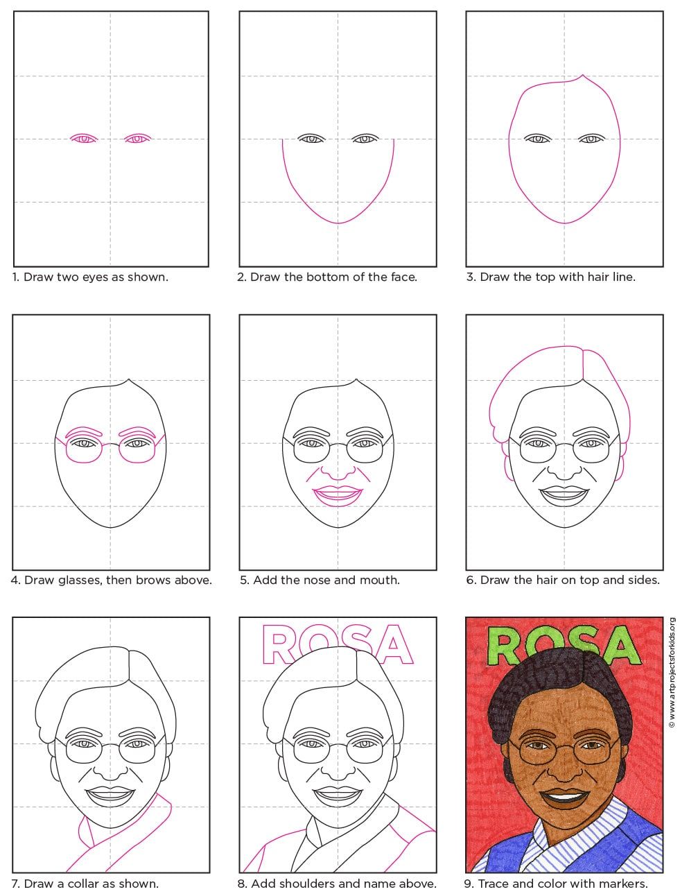 How to draw rosa parks