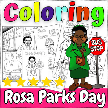 Rosa parks coloring pages tpt