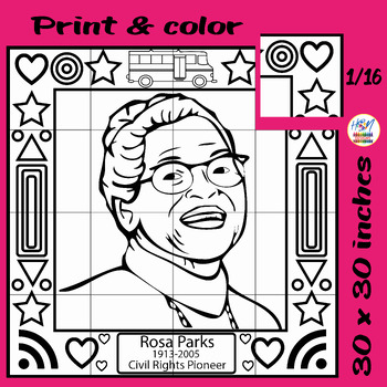 Rosa parks coloring pages tpt