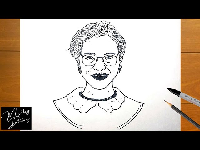 How to draw rosa parks face pencil drawing step by step