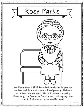 Rosa parks coloring page or poster makes a great addition to history interactive notebooks or research â rosa parks history interactive notebook coloring pages