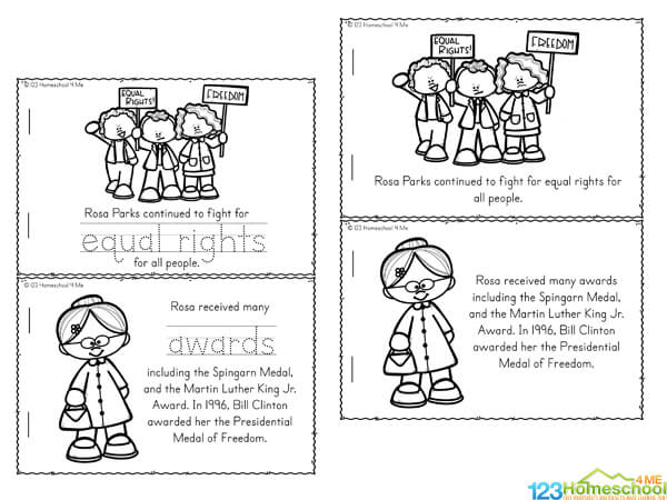 Free rosa parks for kids printable reader to color and learn