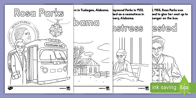 Rosa parks trace and color activity booklet