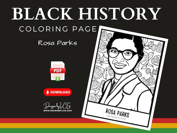 Rosa parks coloring black history month activities for kids black history printable activities afro history coloring page nah rosa parks