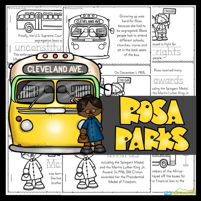 Free rosa parks for kids printable reader to color and learn