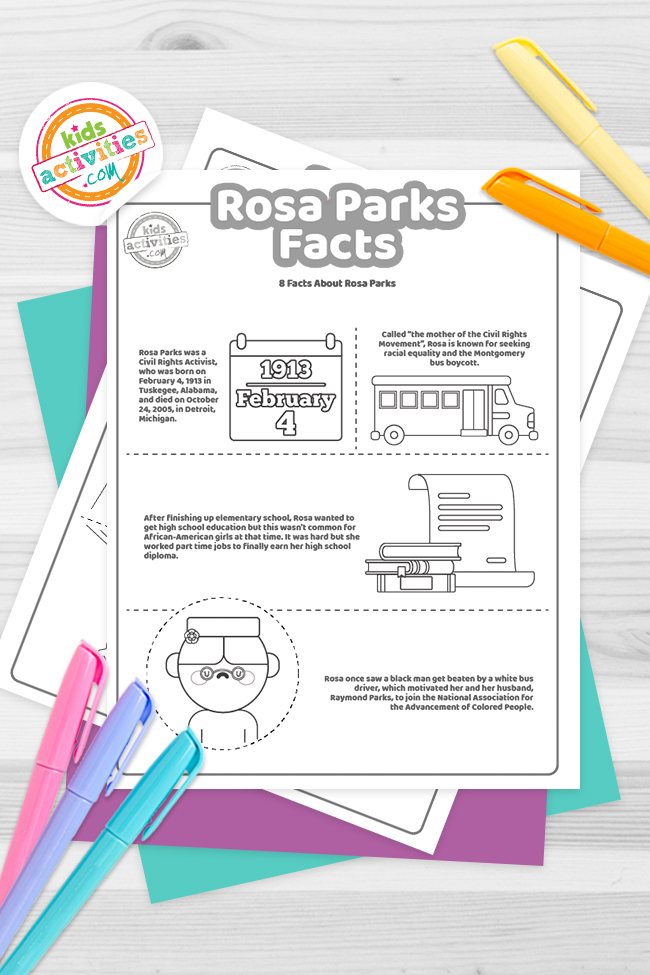 Printable rosa parks facts for kids kids activities blog