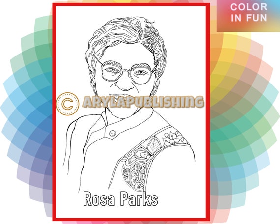 Rosa parks black history month coloring page printable colouring page adult color sheet instant download