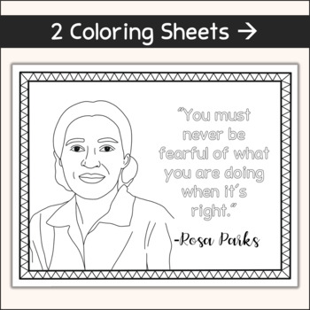 Rosa parks black history month coloring sheets and bookmarks tpt