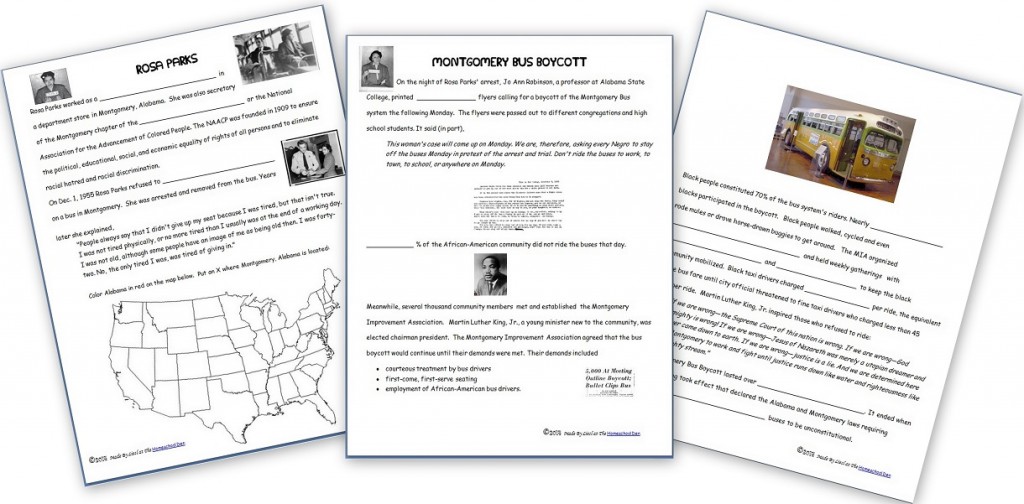 Rosa parks and the montgomery bus boycott free notebook pages