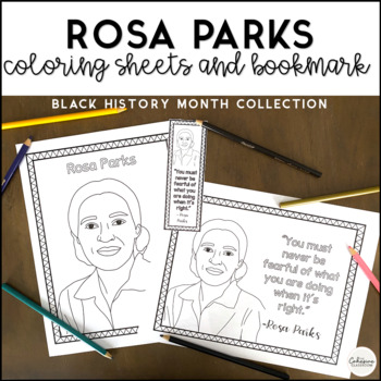 Rosa parks black history month coloring sheets and bookmarks tpt