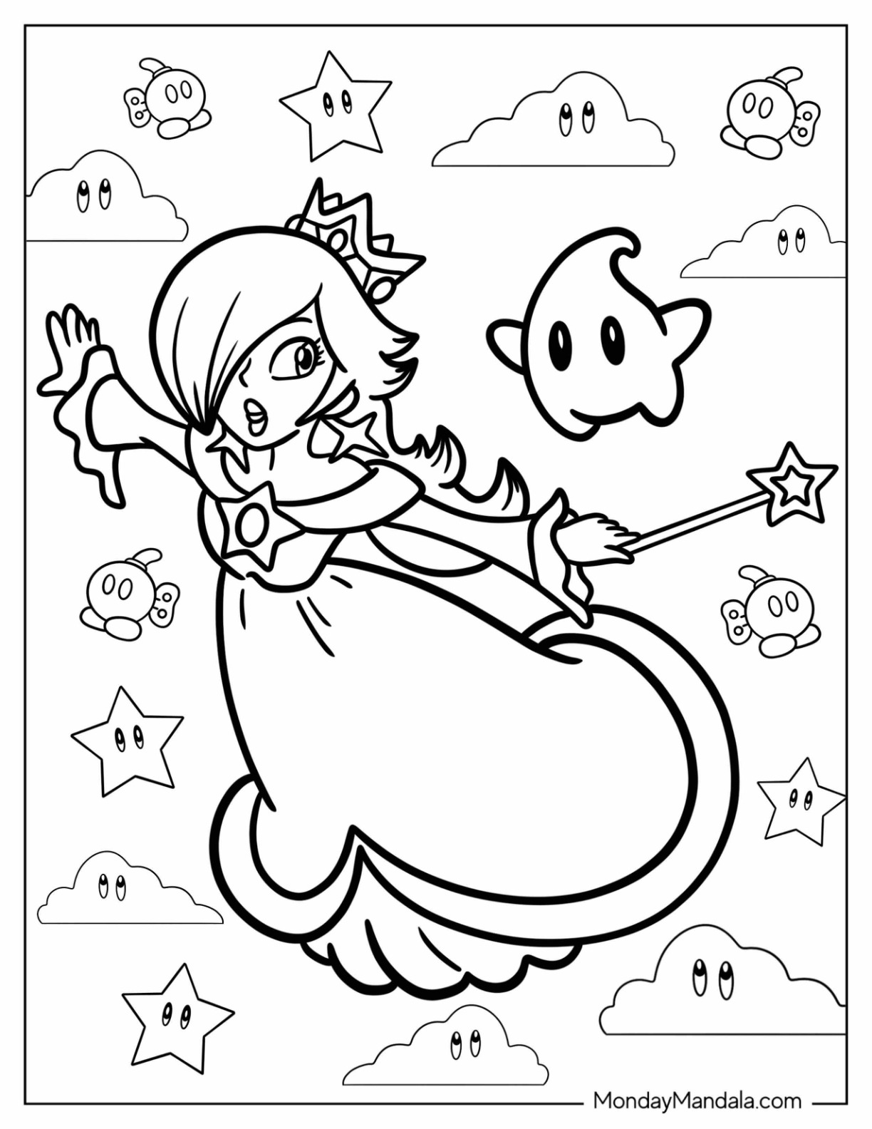 Rosalina coloring pages free pdf printables