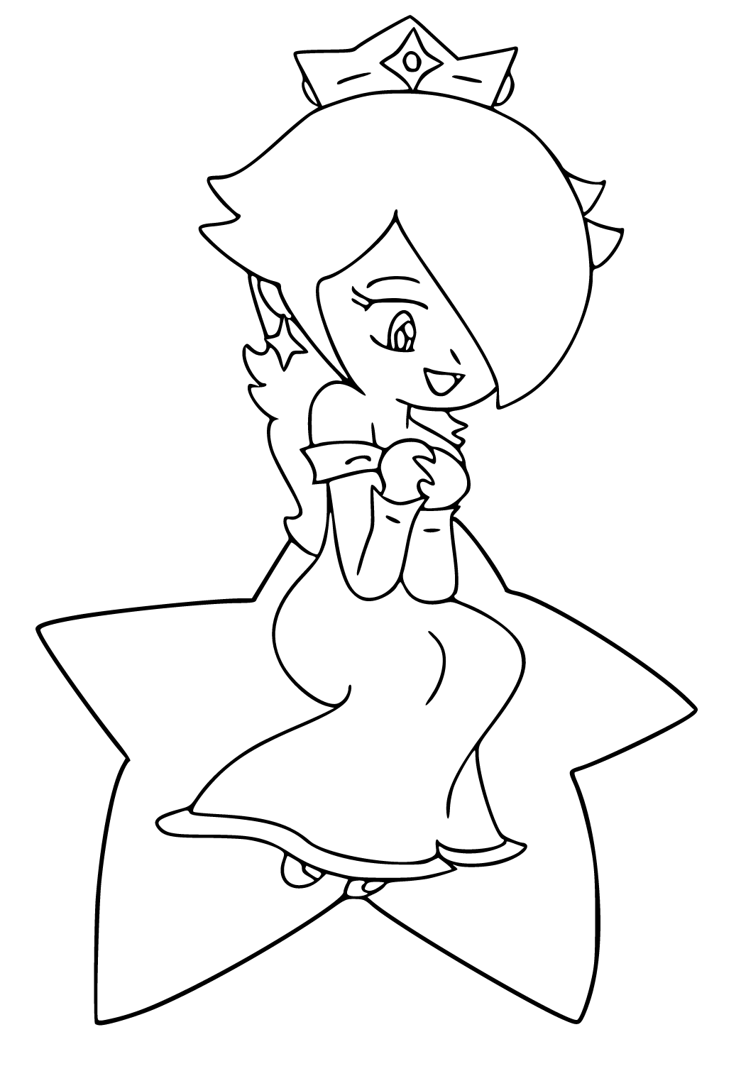 Free printable rosalina queen coloring page for adults and kids