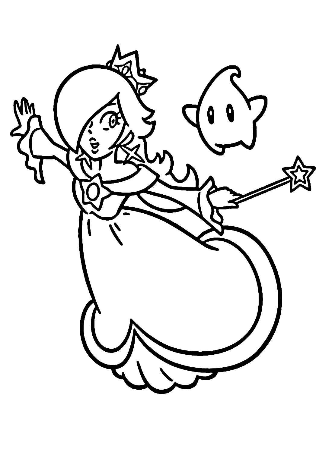 Rosalina and luma coloring page