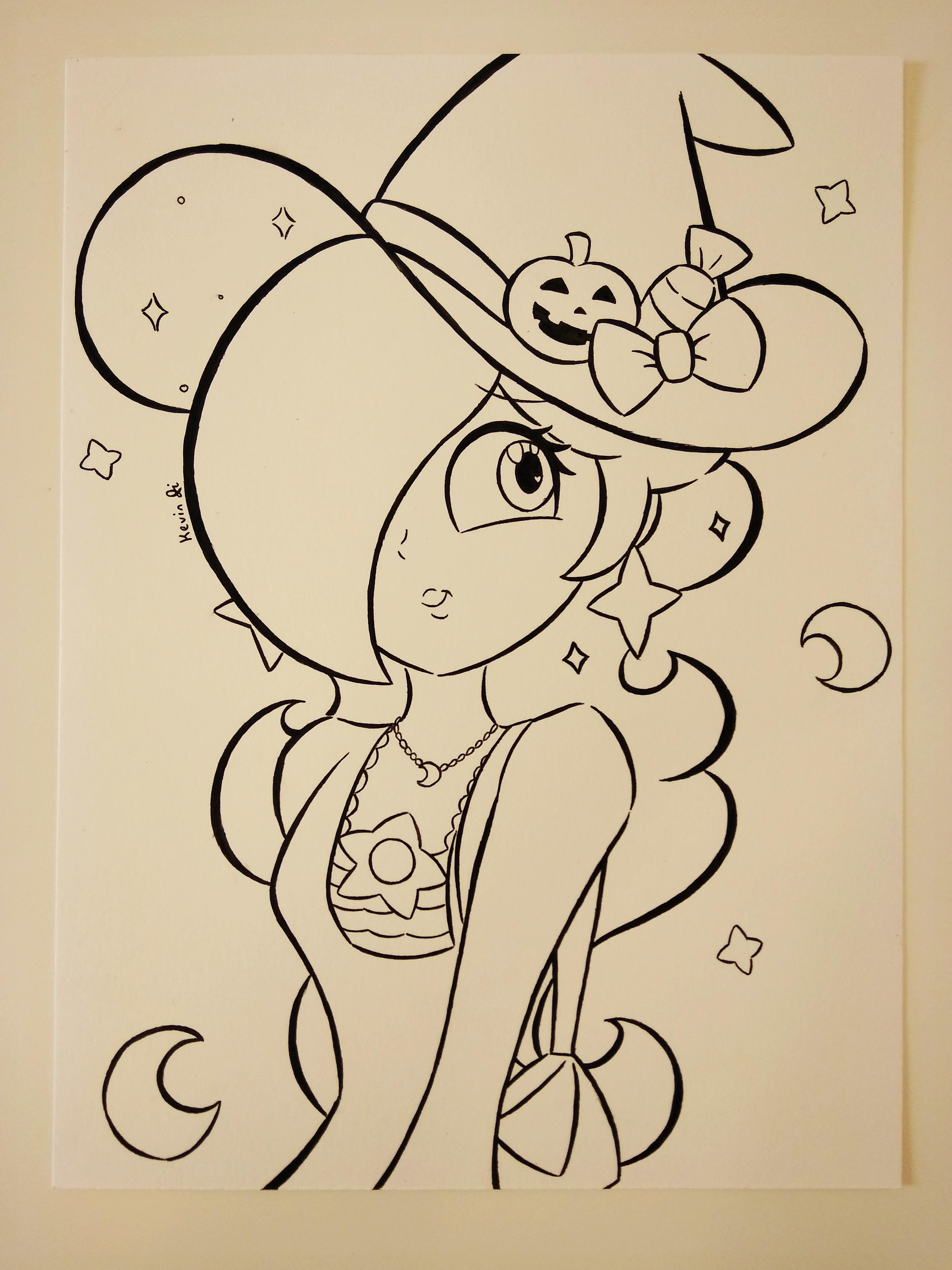 Sketched and outlined witch rosalina gonna color it for halloween ð r mario