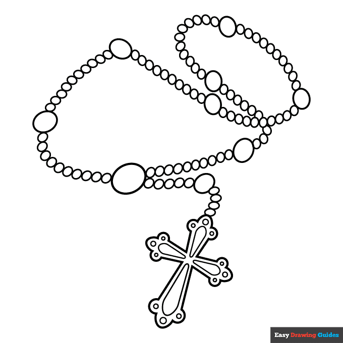 Rosary coloring page easy drawing guides