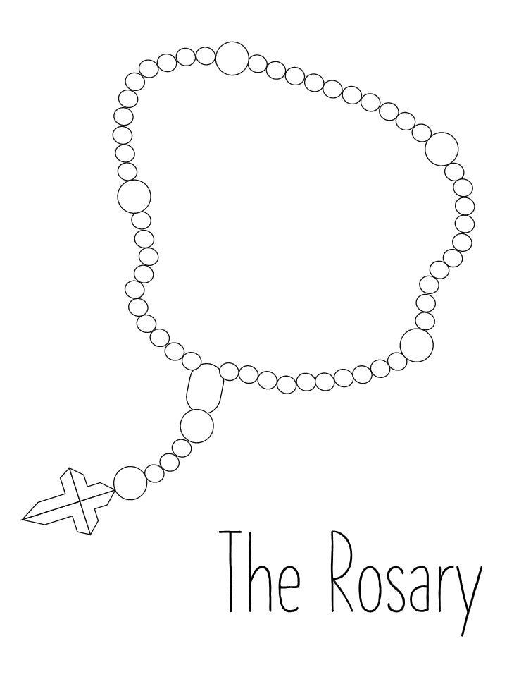 Simple catholic rosary coloring page