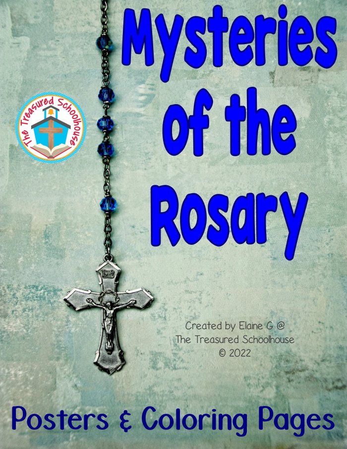 Mysteries of the rosary posters and coloring pages made by teachers
