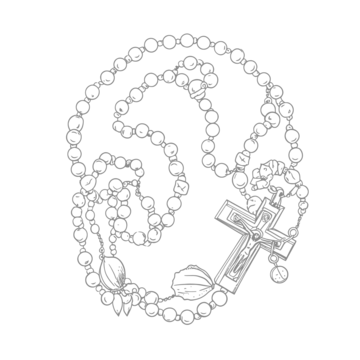 Coloring page of cross rosary with beads outline sketch drawing vector cross drawing wing drawing ring drawing png and vector with transparent background for free download